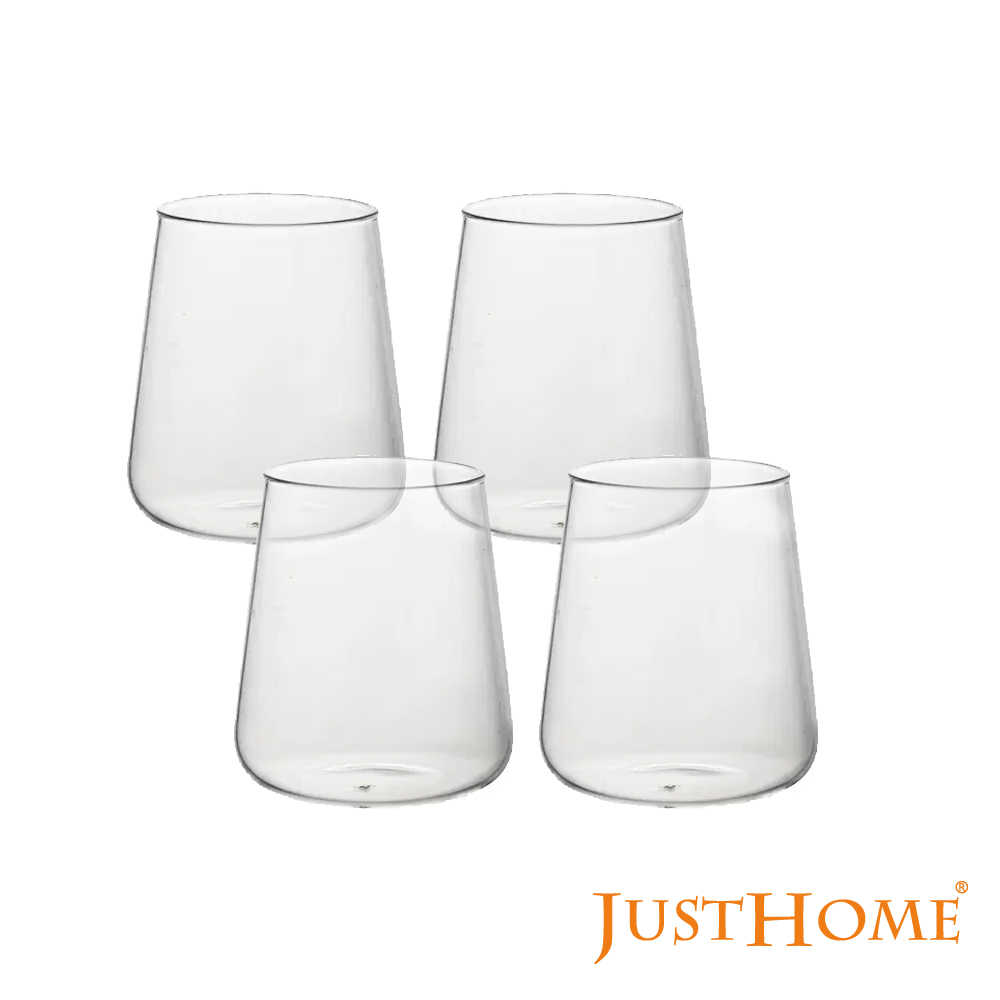 Just Home水滴型/自然山型耐熱玻璃杯/水杯400ml(4入組)