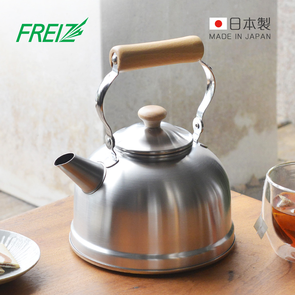 【日本和平FREIZ】千歲 日製復古風木柄不鏽鋼茶壺(IH對應)-2.5L