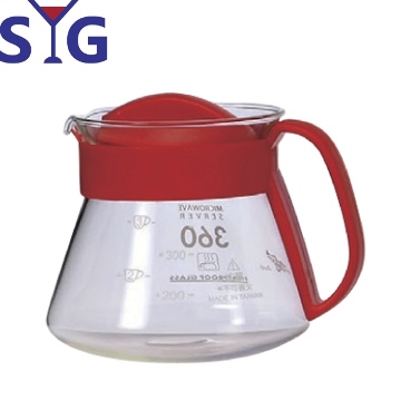 SYG造型耐熱花茶咖啡壺360cc-紅握把