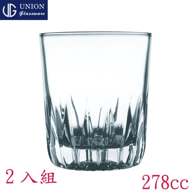 泰國UNION玻璃鑽底威士忌杯278cc-二入組