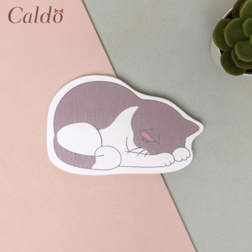 【Caldo卡朵生活】趴睡貓咪珪藻土吸水杯墊/置物墊-牛奶貓