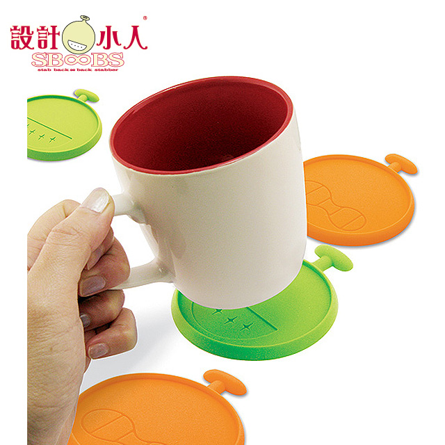 【設計小人】叫小人靠杯杯墊/2入一組(橘/綠)