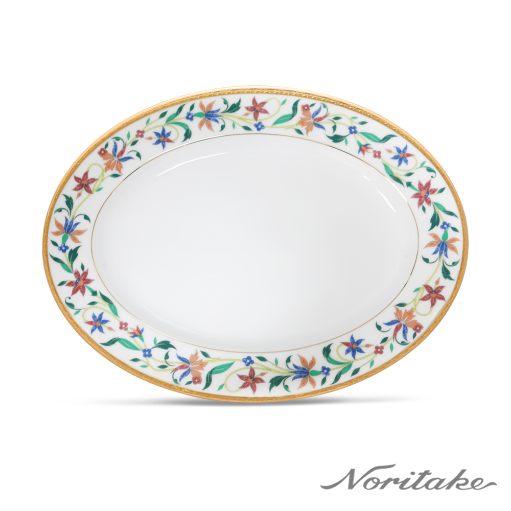 【Noritake】鳳彩鎏花金邊橢圓盤29.4CM