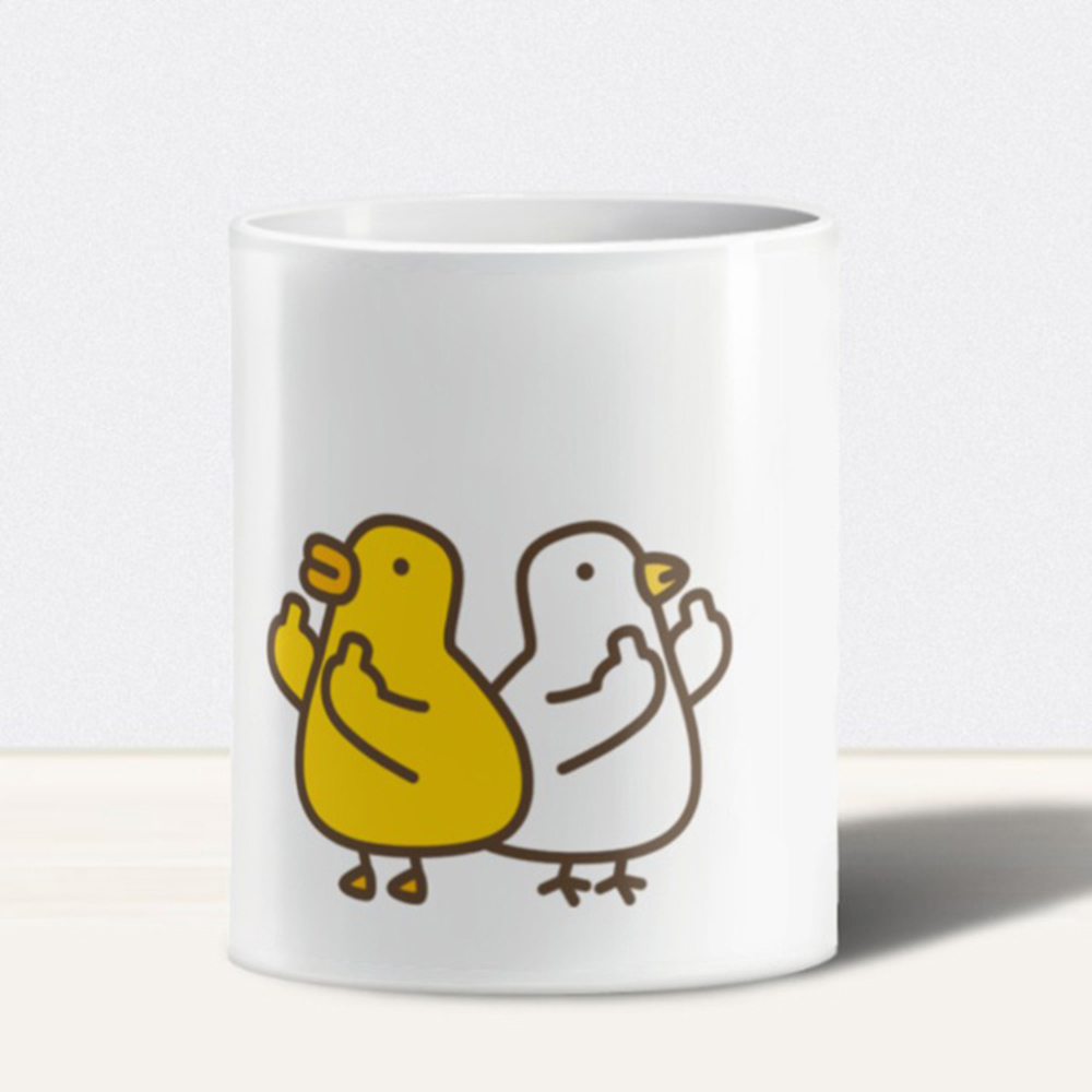 "ㄇㄉㄈㄎ"馬克杯陶瓷杯 | LINE熱門貼圖 伸縮自如的雞與鴨【正版授權】