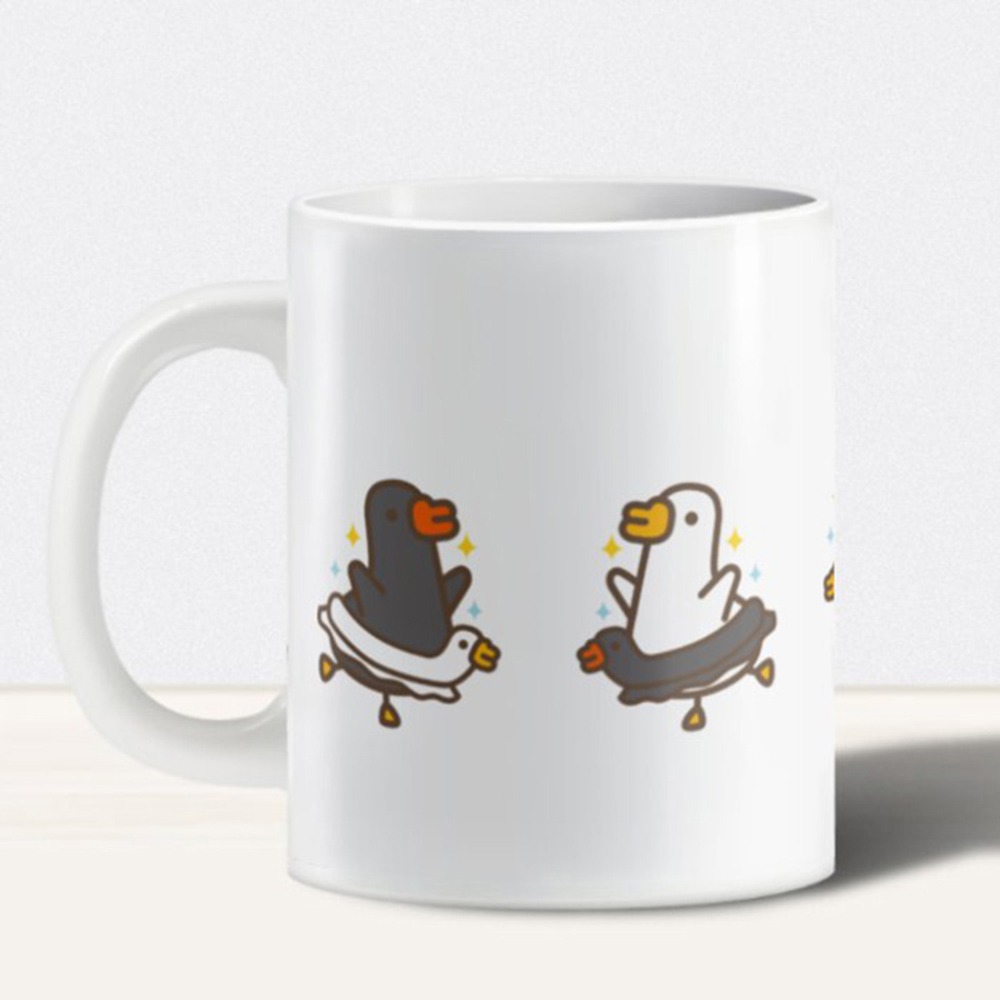 黑白鵝"天鵝湖"陶瓷杯 | LINE熱門貼圖 伸縮自如的雞與鴨【正版授權】