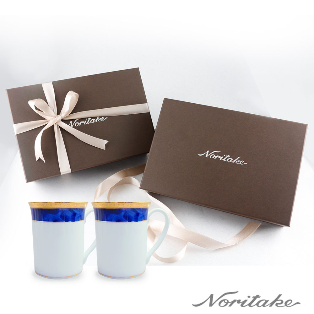 【Noritake】皇家藍馬克對杯-禮盒(310ML)
