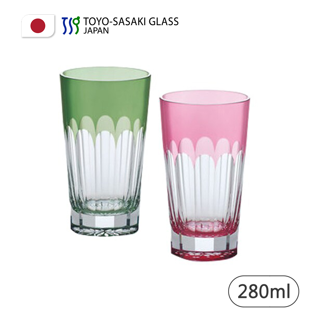 【TOYO SASAKI】日本製八千代万華鏡粉綠對杯/280ml