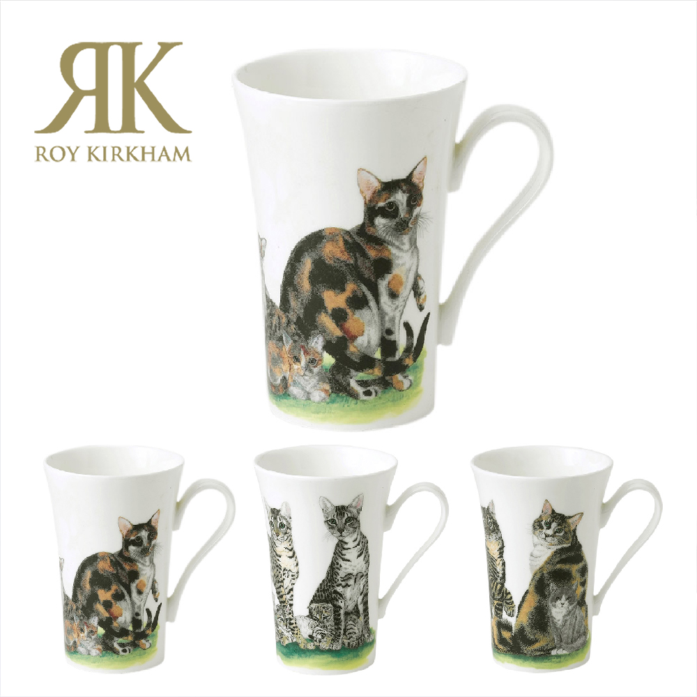 英國 Roy kirkham Cat collection高貴貓咪系列-400ml骨瓷拿鐵杯 (虎斑貓/龜甲貓/虎紋貓)