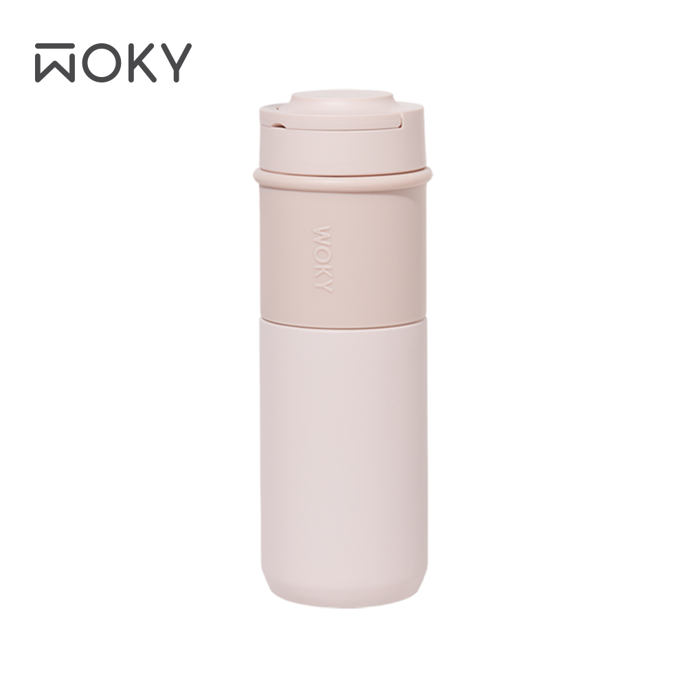 【WOKY 沃廚】JIN真瓷系列-陶瓷環保提手杯500ML-粉色
