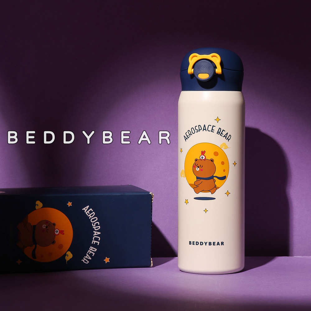 【BEDDYBEAR】BEDDYBEAR杯具熊 月球熊彈跳直飲保溫杯 彈蓋 316不鏽鋼保溫瓶 470ml