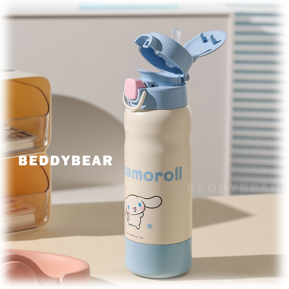 【BEDDYBEAR】BEDDYBEAR杯具熊 大耳狗分倉雙飲316不鏽鋼保溫瓶 彈蓋直飲保溫杯 吸管杯 530ml