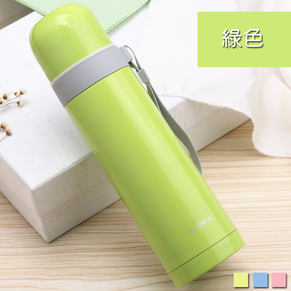 PUSH! 戶外休閒用品不銹鋼雙層無尾真空保溫水壺保溫瓶500ml保溫杯E86-2綠色