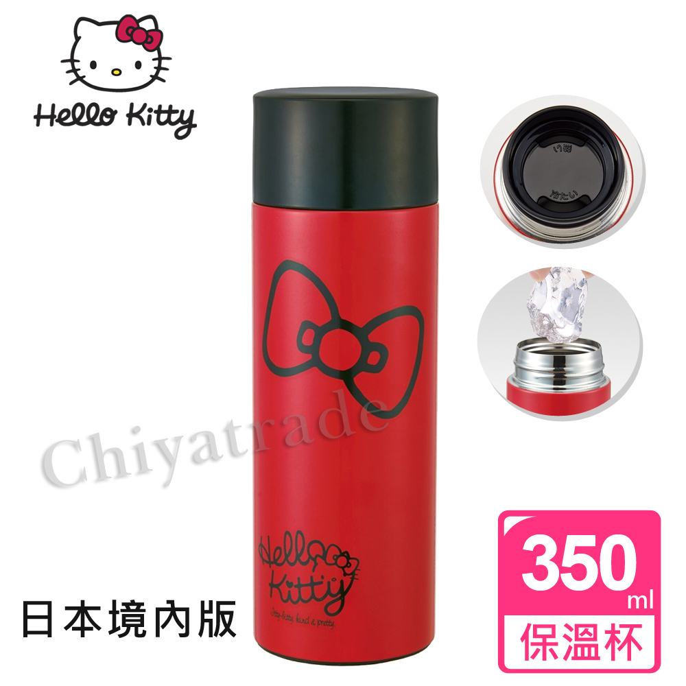 【Hello Kitty】時尚蝴蝶結輕量不銹鋼保溫杯 隨身杯 350ml-紅色經典(日本境內版)