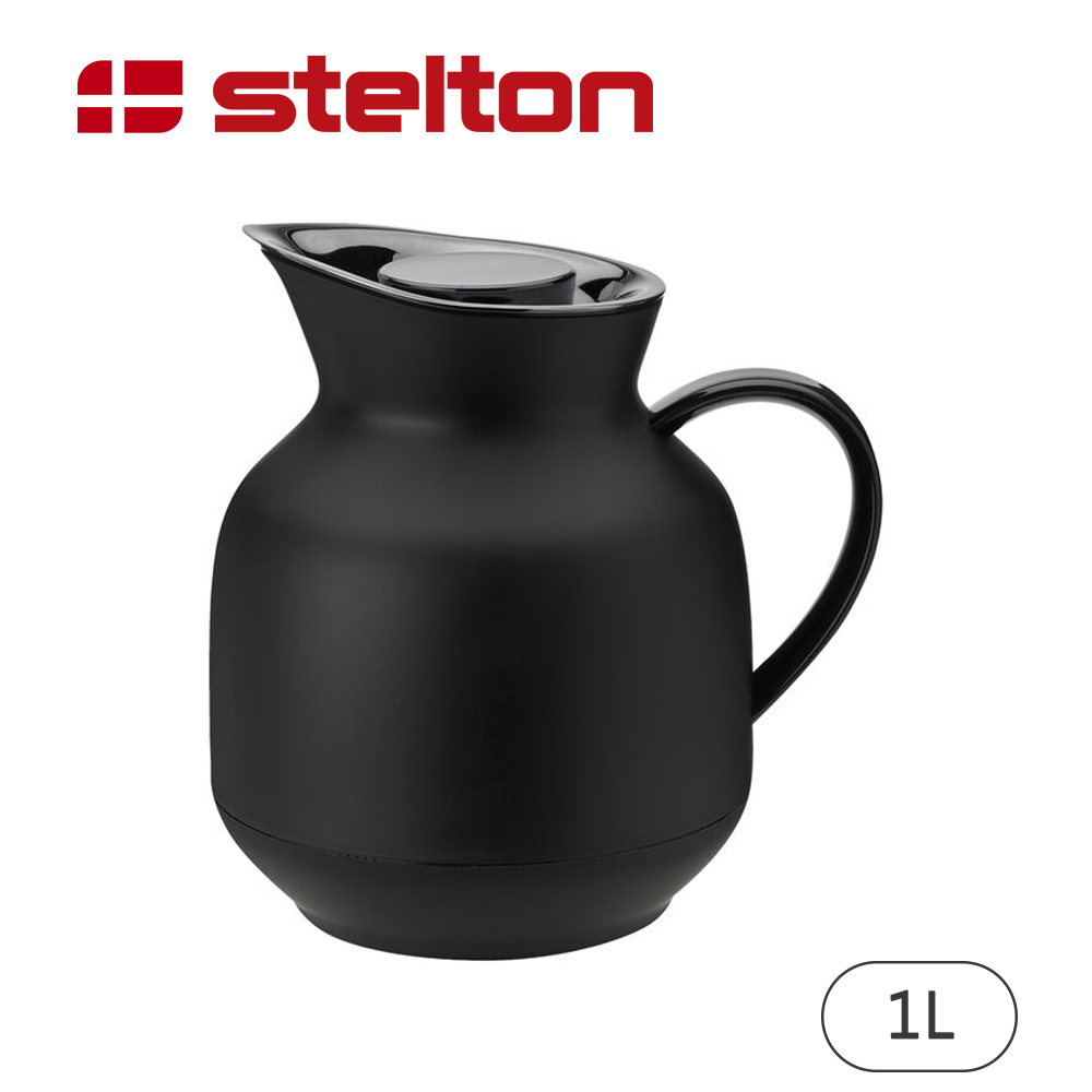 【Stelton】amphora真空保溫茶壺-黑色-1L