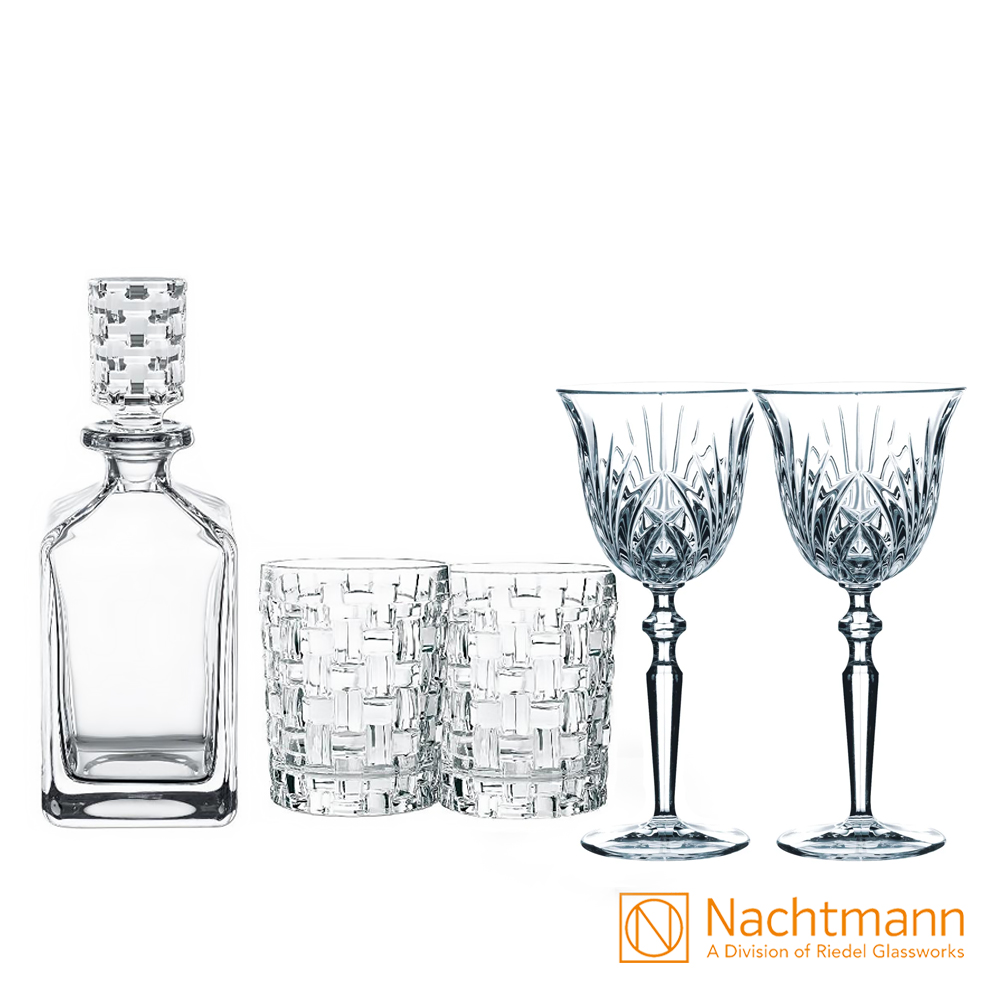 【Nachtmann】巴莎諾瓦威士忌3件組+宮廷紅酒杯2件組