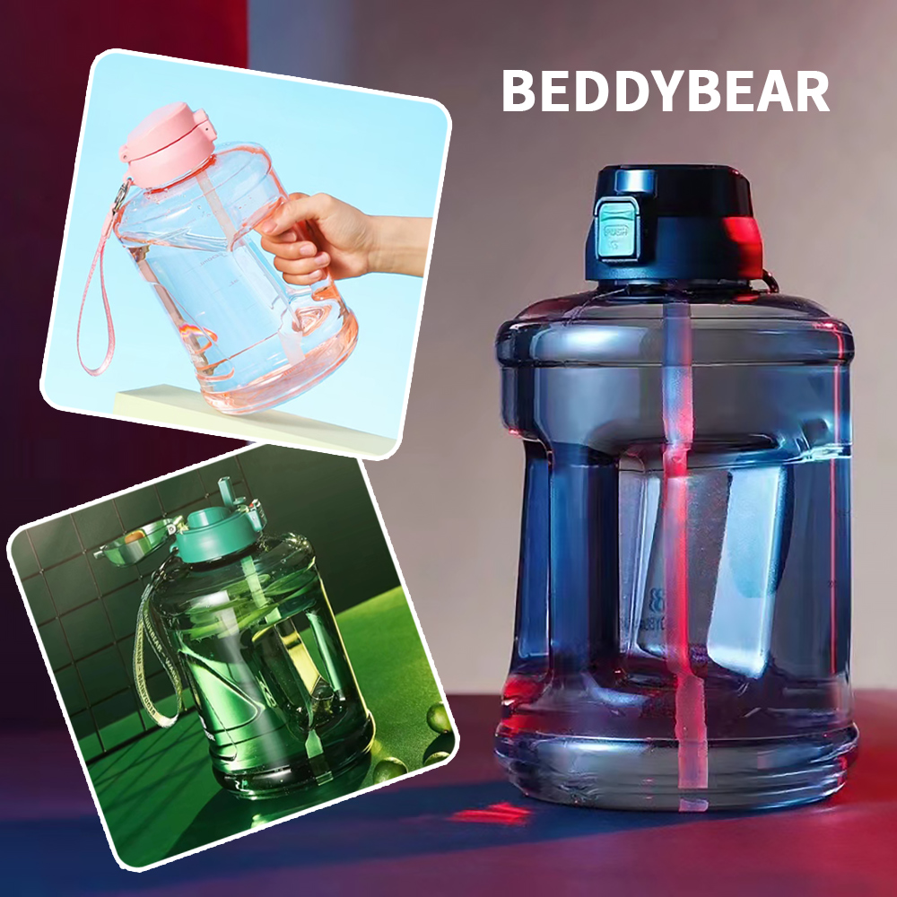【BEDDYBEAR】BEDDYBEAR杯具熊 大容量運動健身能量桶 tritan水壺 吸管直飲水杯 2100ml