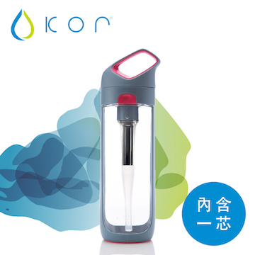 KOR NAVA filter 隨身濾水瓶 灰粉/650ml（內含濾芯*1)