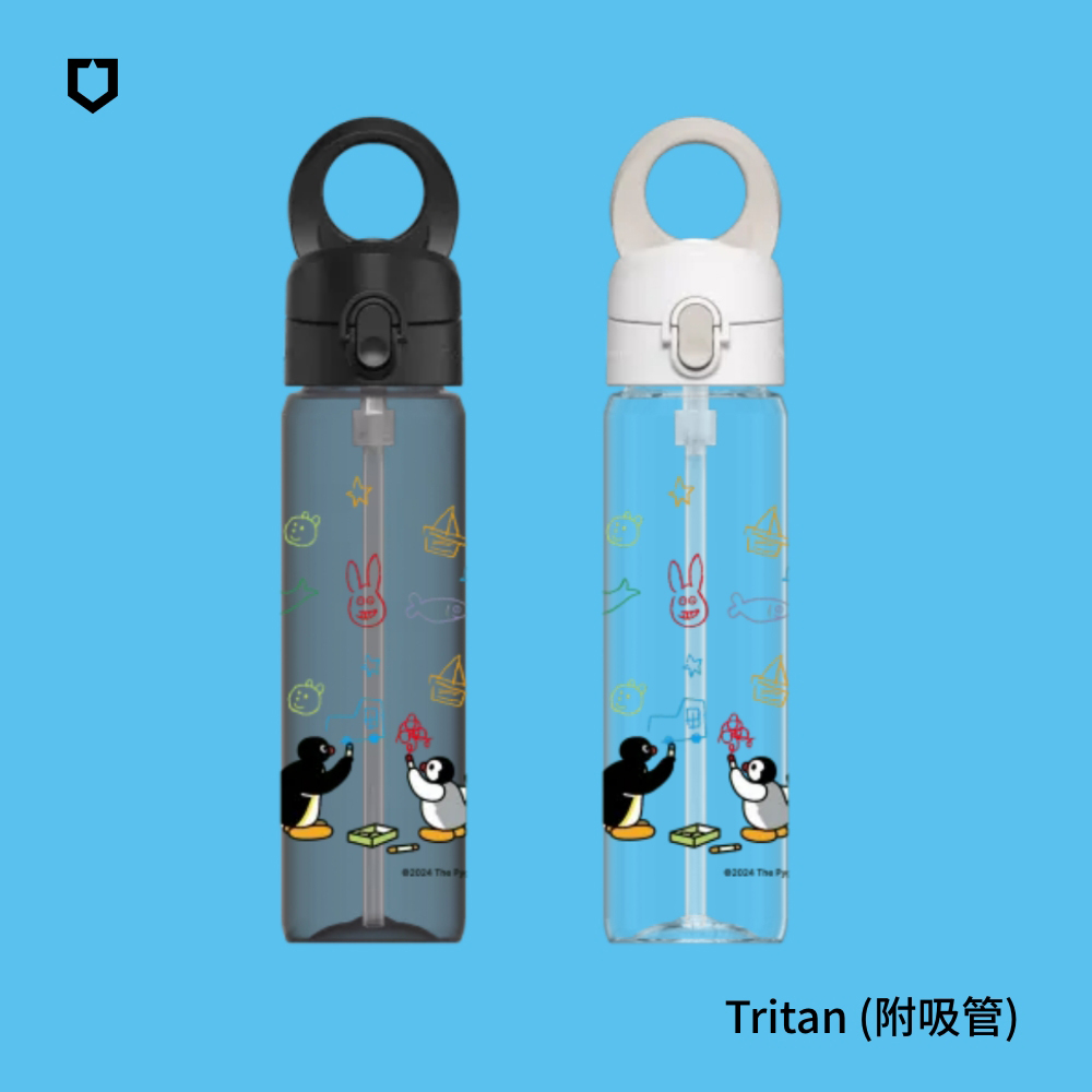 【犀牛盾】AquaStand磁吸水壺-Tritan輕量瓶 800ml(附吸管)MagSafe相容支架運動水壺｜Pingu企鵝家族