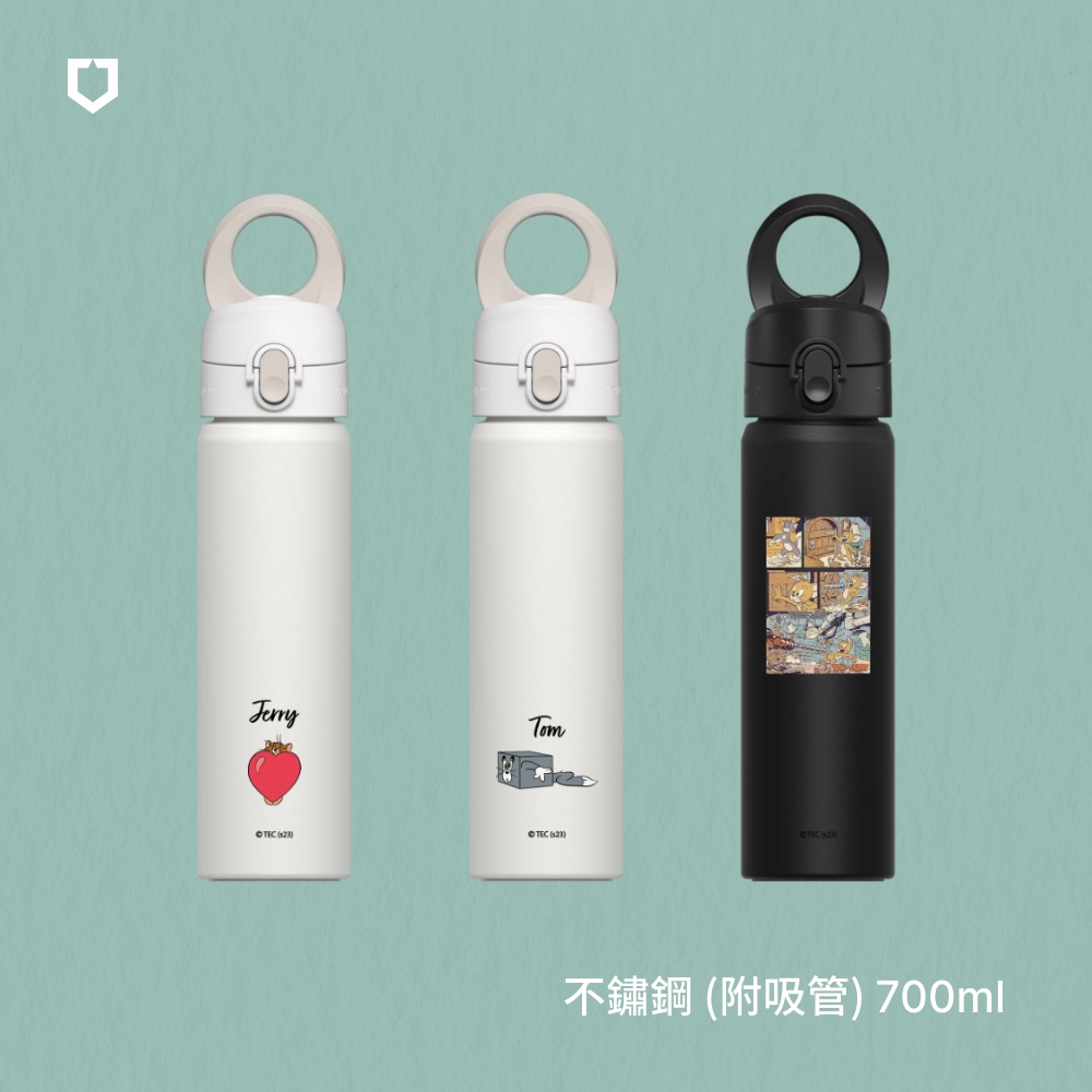 【犀牛盾】AquaStand磁吸水壺-不鏽鋼保溫瓶 700ml(附吸管)MagSafe相容支架運動水壺｜湯姆貓與傑利鼠