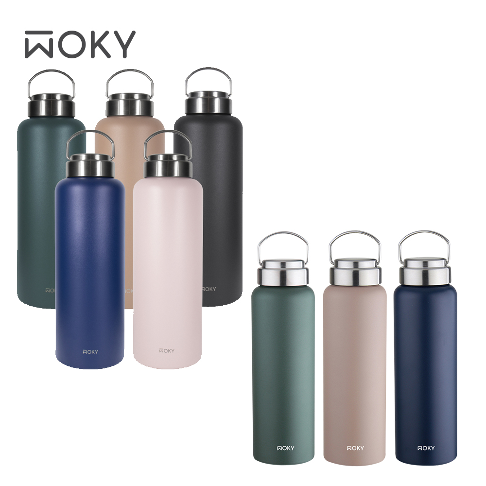 【WOKY 沃廚】提手輕芯鈦瓷易潔層保溫瓶800ml+1200ML