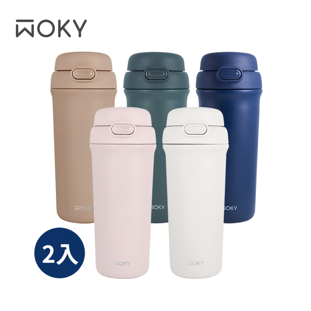 【WOKY 沃廚】All-P輕芯鈦瓷雙飲保溫瓶500ml-2入組