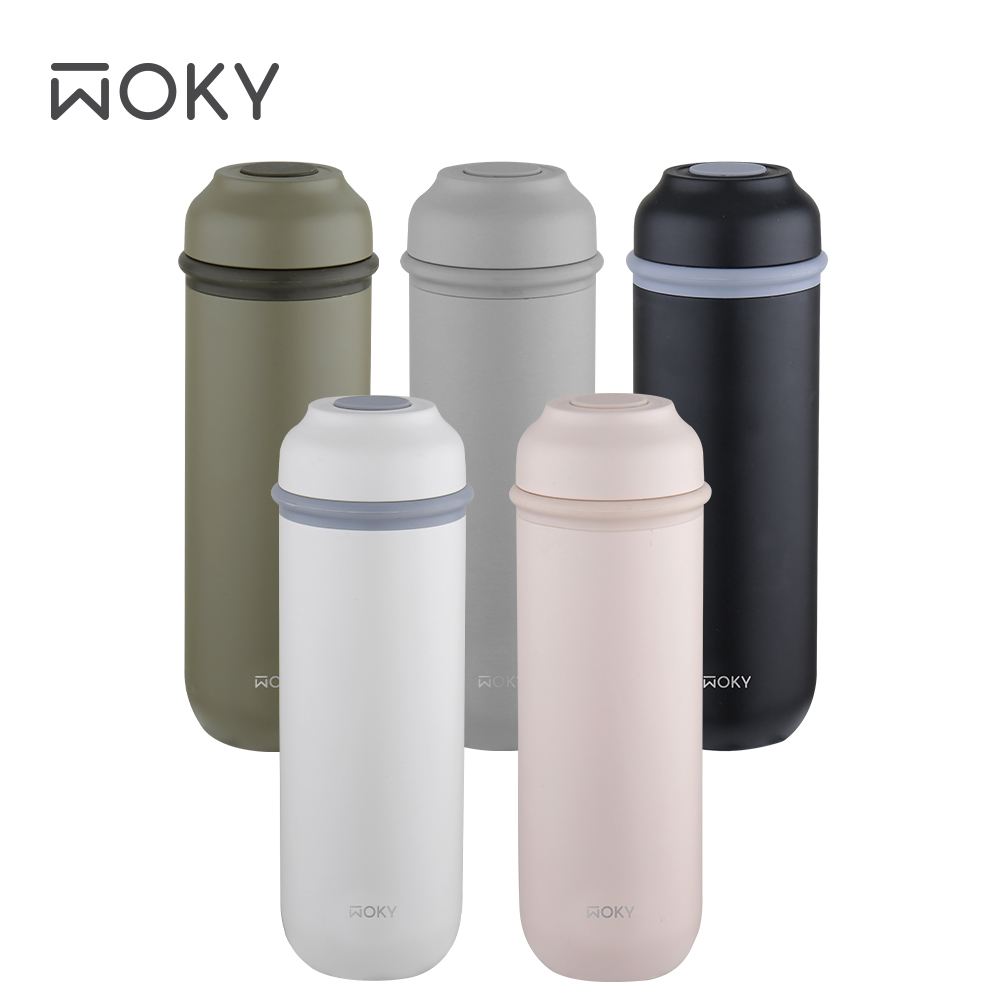 【WOKY 沃廚】JIN真瓷系列-輕量隨行陶瓷保溫瓶400ML-升級版
