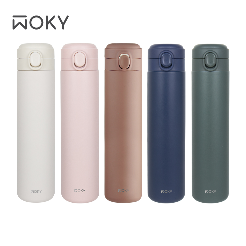 【WOKY 沃廚】輕量彈蓋鈦陶瓷易潔層保溫杯600ml