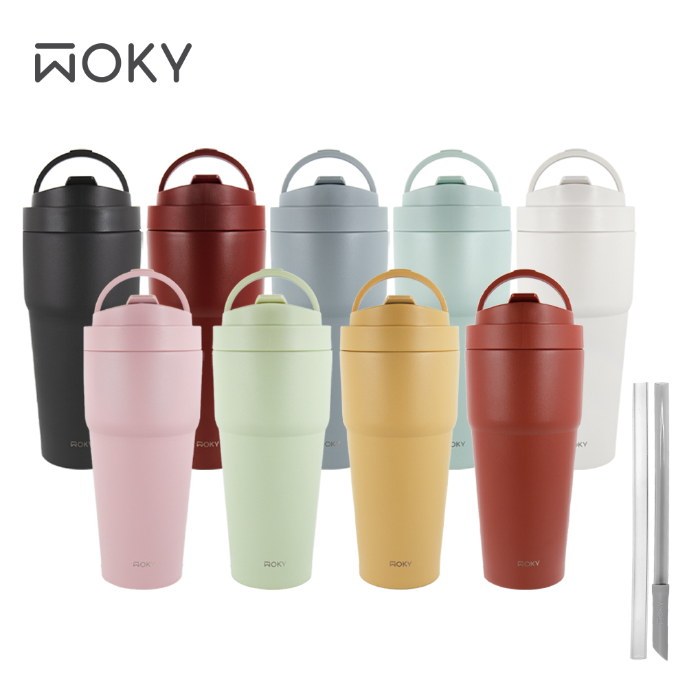 【WOKY 沃廚】–[●●渾圓杯(可拆)770ml(附Tritan粗吸管+矽膠粗吸管)