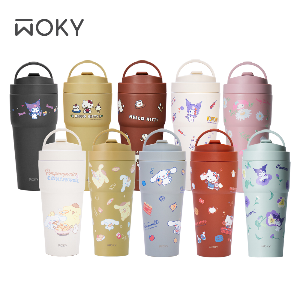 【WOKY 沃廚】三麗鷗聯名–[●●渾圓杯770ml(附矽膠粗吸管+彈跳粗吸管)