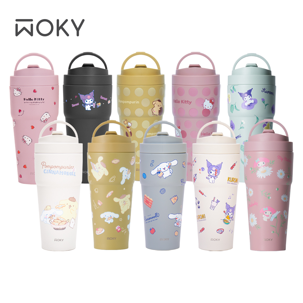 【WOKY 沃廚】三麗鷗聯名–[●●渾圓杯770ml(附矽膠粗吸管+彈跳粗吸管)