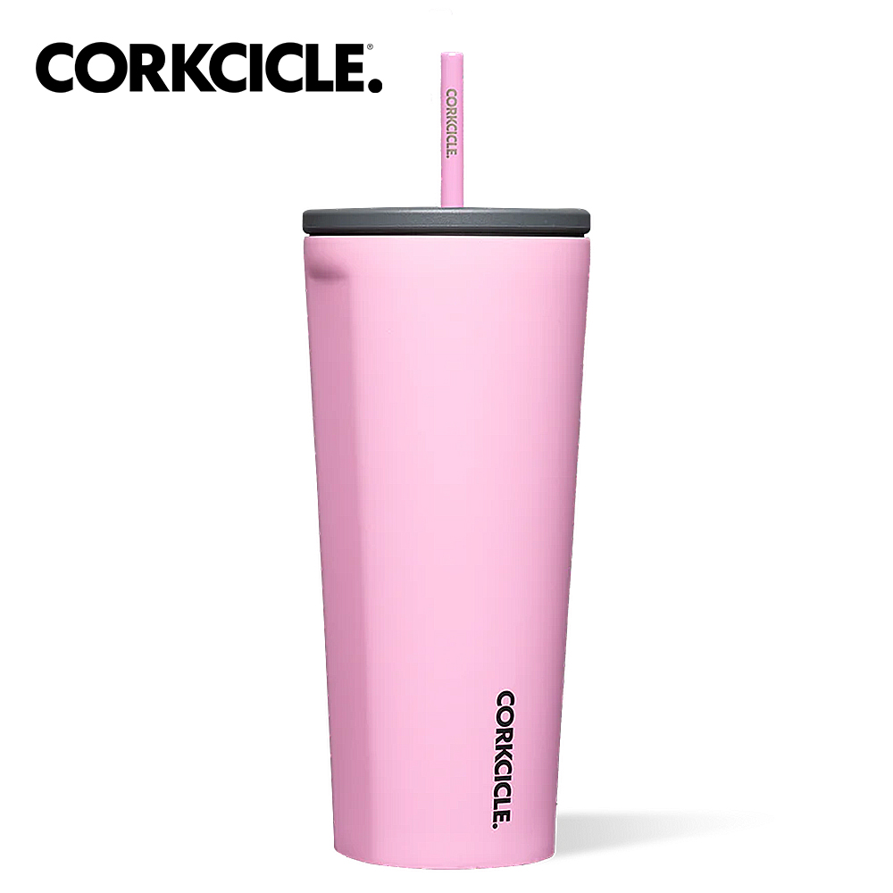 美國CORKCICLE 閃耀霓虹系列三層真空吸管杯/隨行杯700ml-櫻花粉