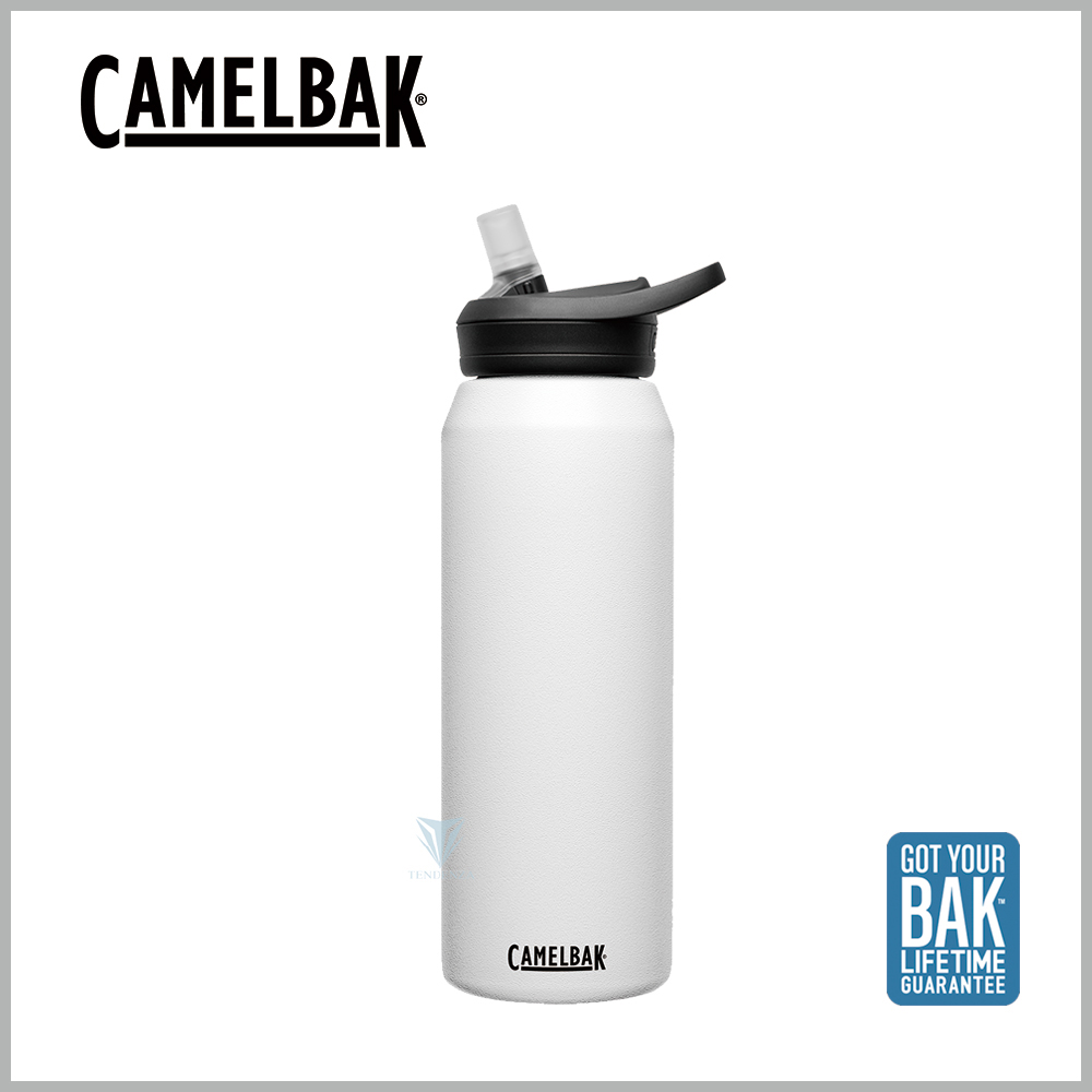 【美國CamelBak】CB1650101001 - 1000ml eddy+多水吸管保冰/溫水瓶 經典白