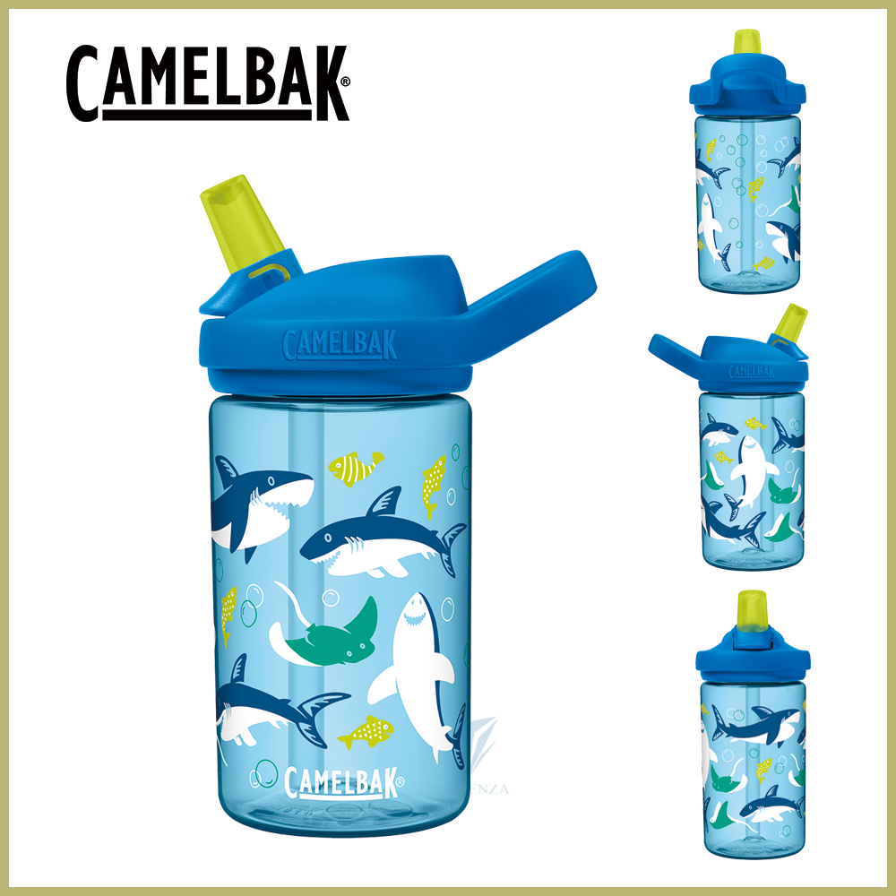【CamelBak】400ml eddy+ kids兒童吸管運動水瓶-鯊魚樂園