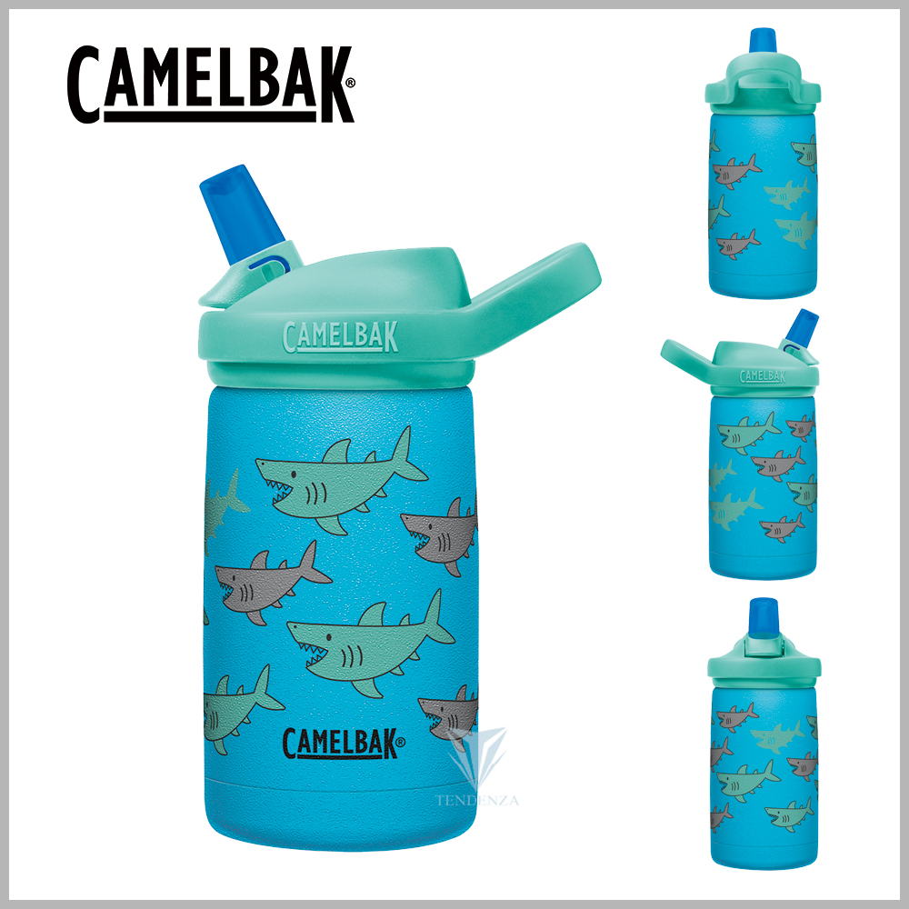 【美國CamelBak】350ml eddy+ kids兒童吸管不鏽鋼保溫瓶(保冰)-鯊魚學校