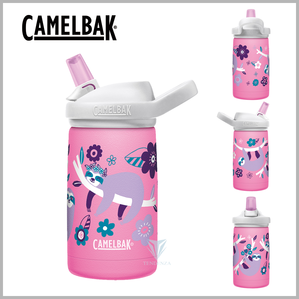 【美國CamelBak】350ml eddy+ kids兒童吸管不鏽鋼保溫瓶(保冰)-花朵樹懶