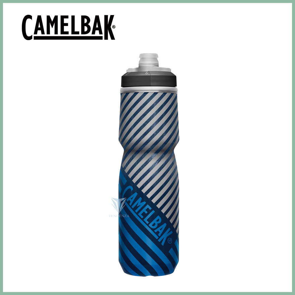 【美國CamelBak】710ml Podium保冷噴射水瓶 海軍藍線條
