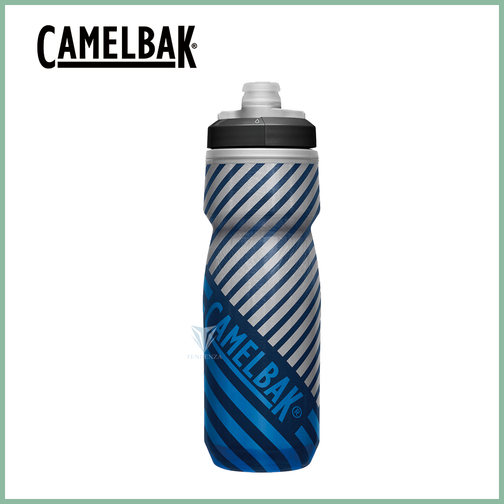 【美國CamelBak】620ml Podium保冷噴射水瓶 海軍藍線條