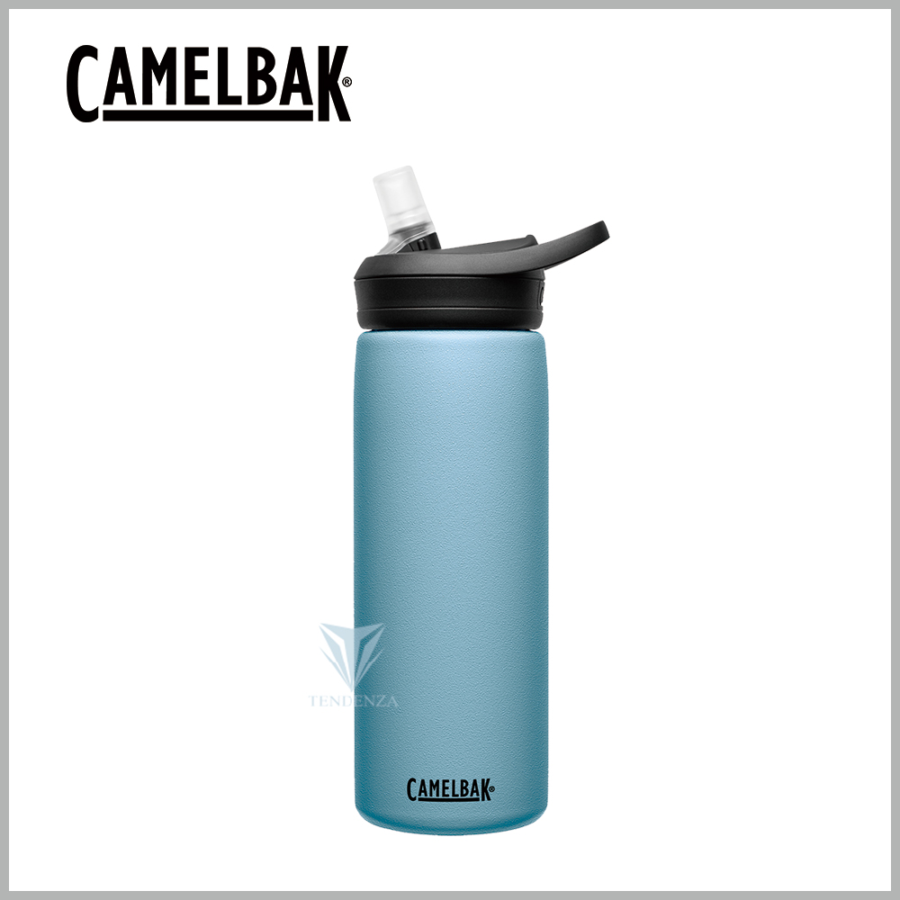 【美國CamelBak】600ml eddy+多水吸管保冰/溫水瓶 灰藍