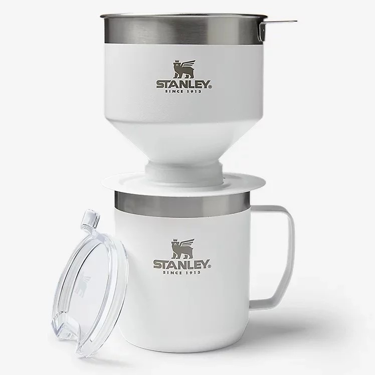 美國STANLEY 經典系列 不鏽鋼咖啡馬克杯+手沖濾壺 / 簡約白 (組)