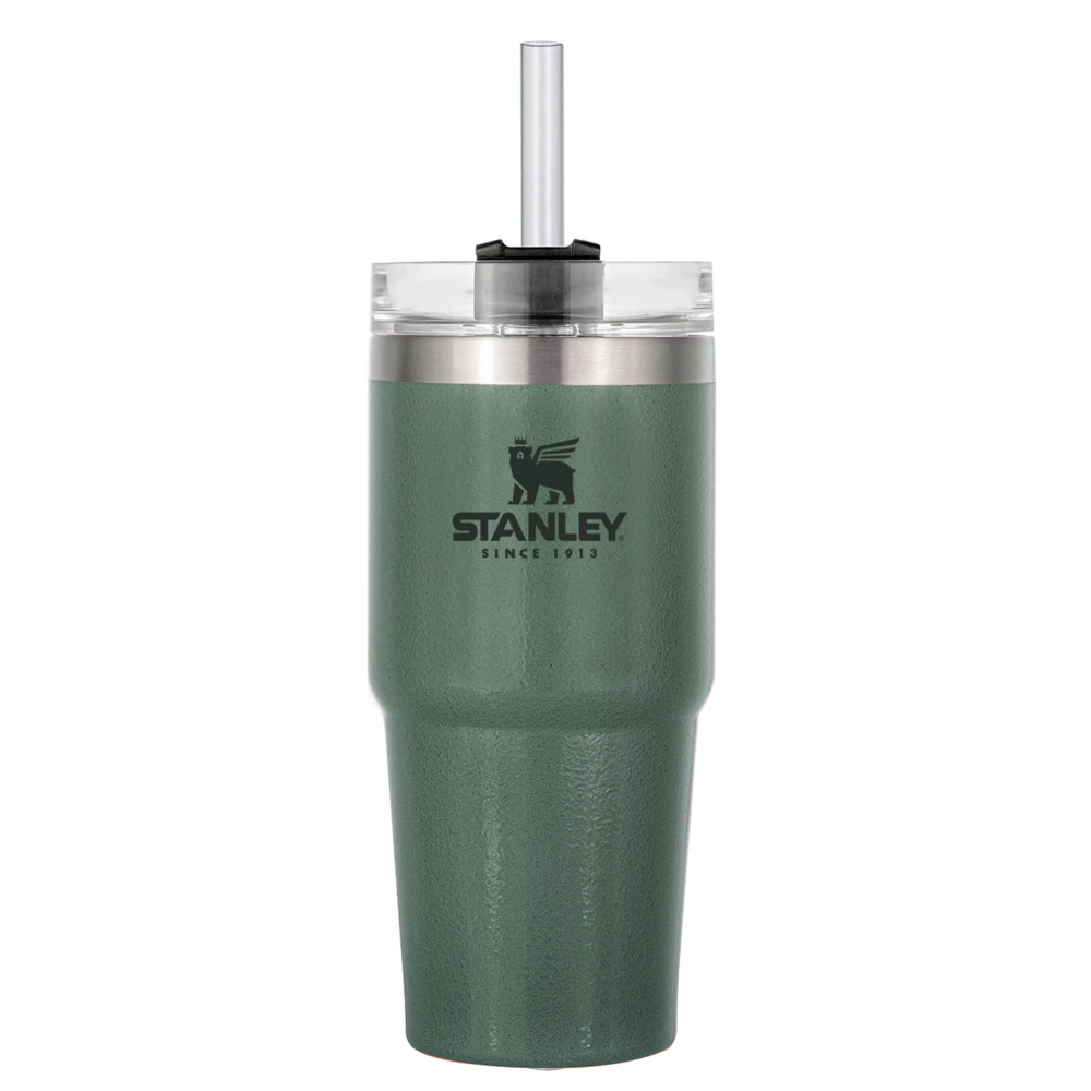 美國 STANLEY 冒險系列 吸管隨手杯 0.47L / 錘紋綠