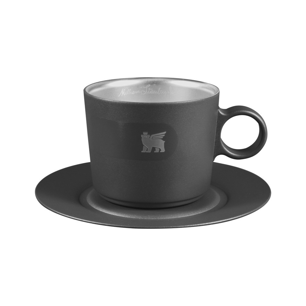 The DayBreak STANLEY 晨光時刻 雙層不鏽鋼卡布奇諾咖啡杯盤組/消光黑