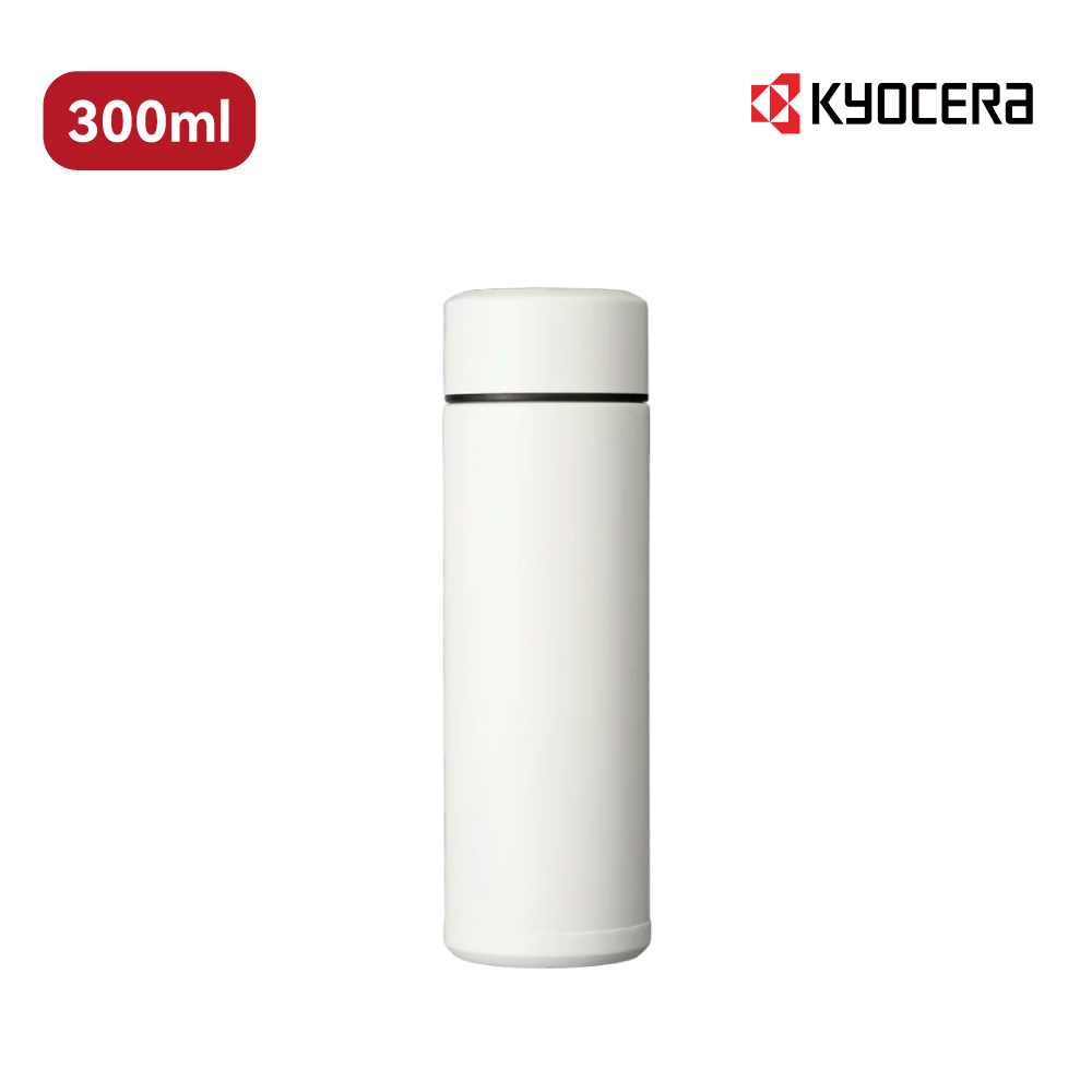 【KYOCERA】 日本京瓷旋蓋不鏽鋼陶瓷塗層真空保溫杯 300ml-白