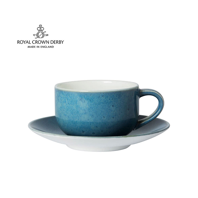 英國Royal Crown Derby-Art Glaze藝術彩釉系列-8OZ杯盤組-滄藍