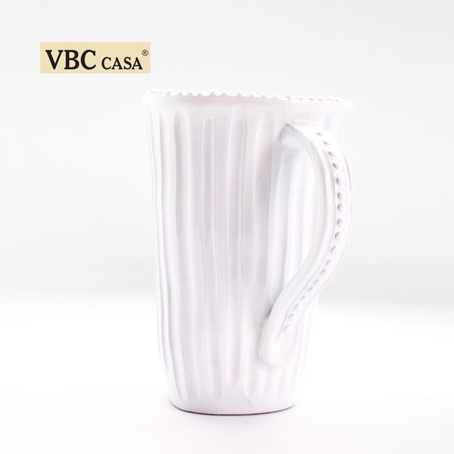 義大利VBC casa-簡約純白條紋系列 22cm把手水罐