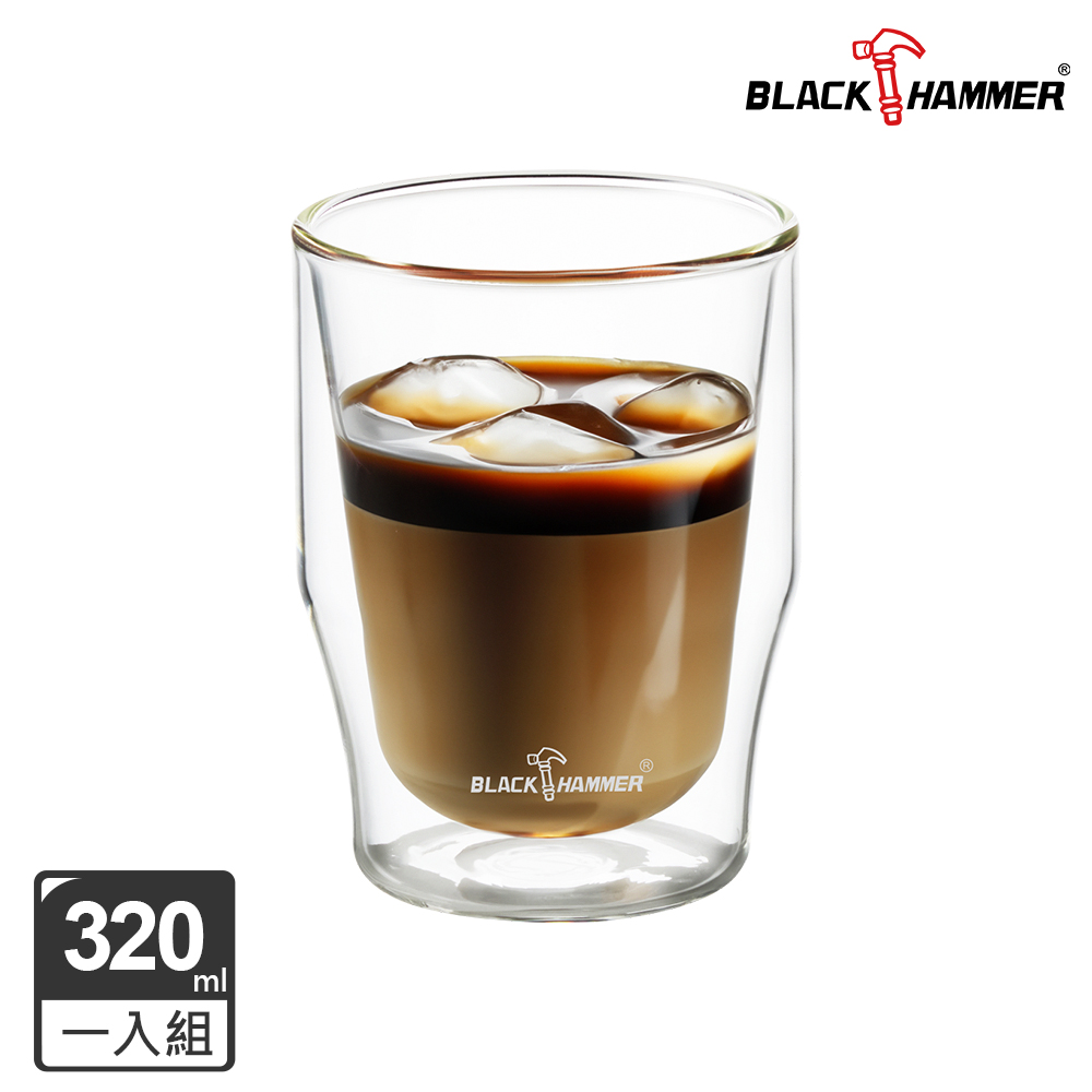 BLACK HAMMER 曲線雙層耐熱玻璃杯320ml