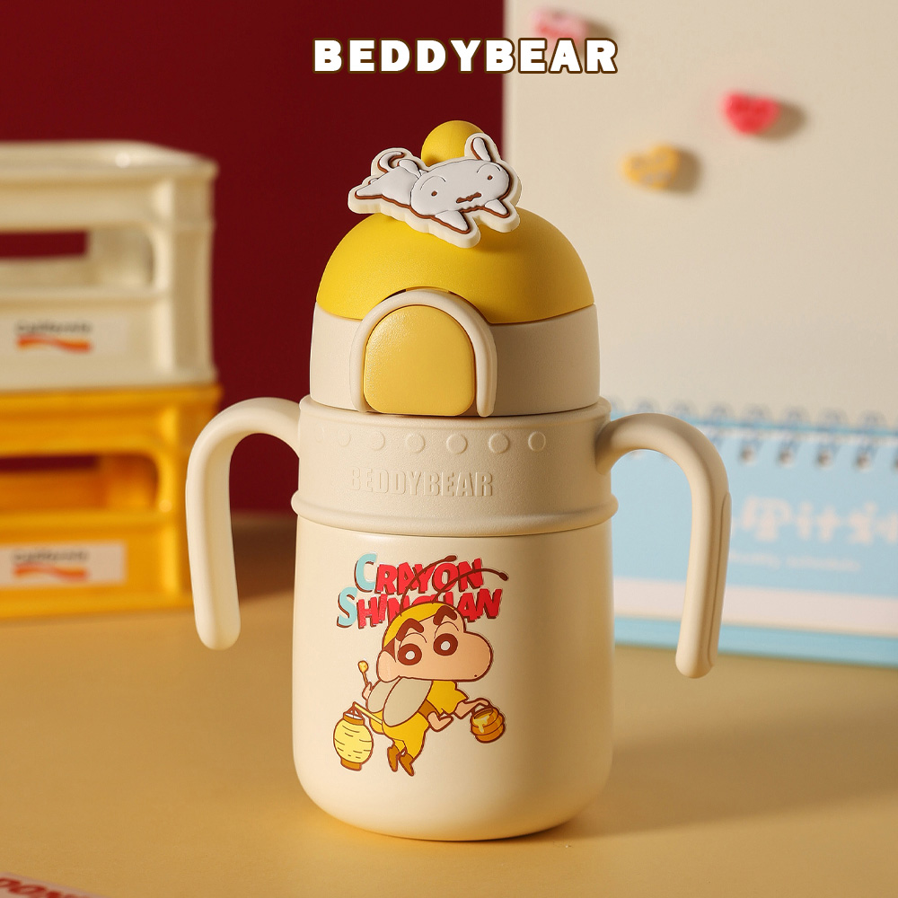 【BEDDYBEAR】BEDDY BEAR蠟筆小新316不鏽鋼火箭保溫學習杯 吸管學飲杯 400ml