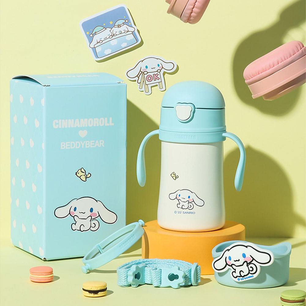【BEDDY BEAR 杯具熊】大耳狗不銹鋼保溫學飲杯 280ml(不鏽鋼保溫瓶 兒童水壺 吸管學習杯)