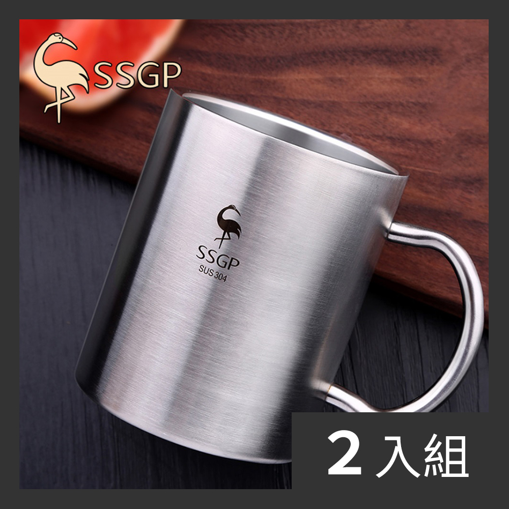 【CS22】SUS304不鏽鋼防燙隔熱附蓋隨手杯-2入