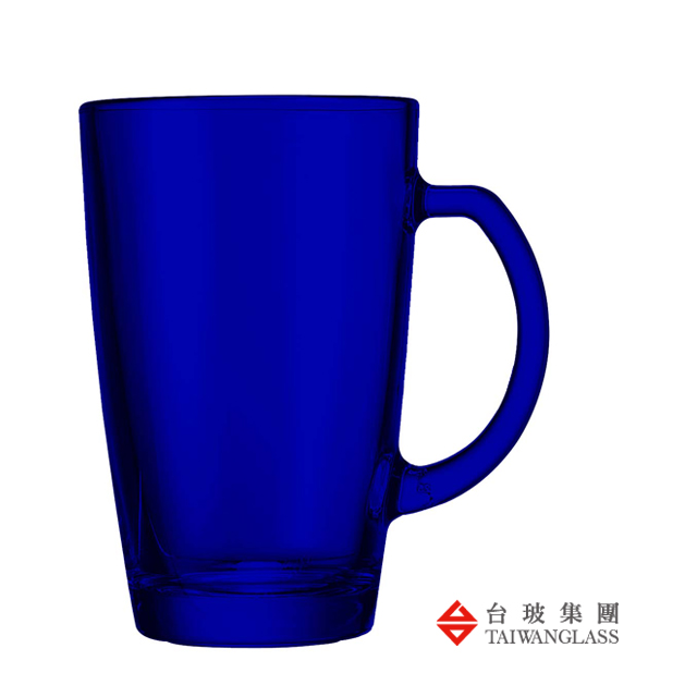 【臺灣玻璃】375ML 有柄啤酒杯-藍 (二入組)