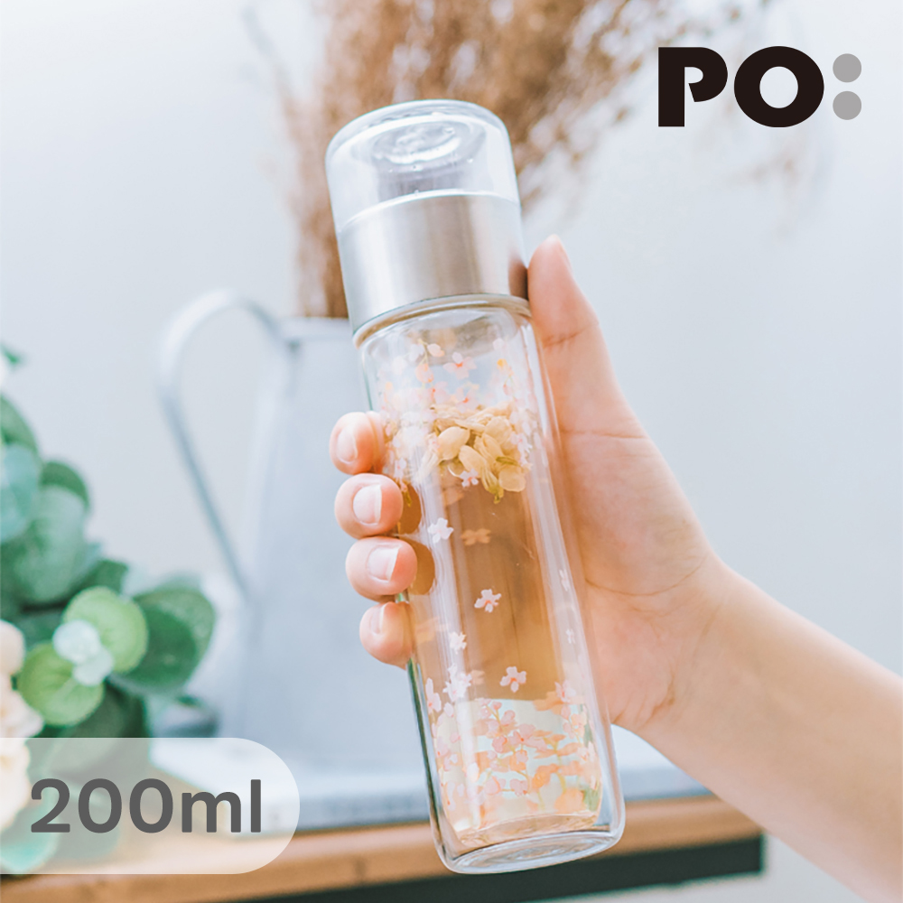 【PO:Selected】丹麥攜帶式雙層玻璃泡茶杯200ml (櫻花)